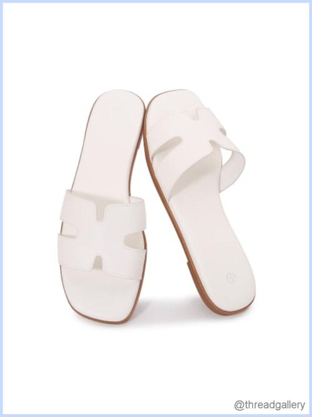 Women's Faux Leather Slide Sandals Memory Foam Slip On Flat Comfort Casual
